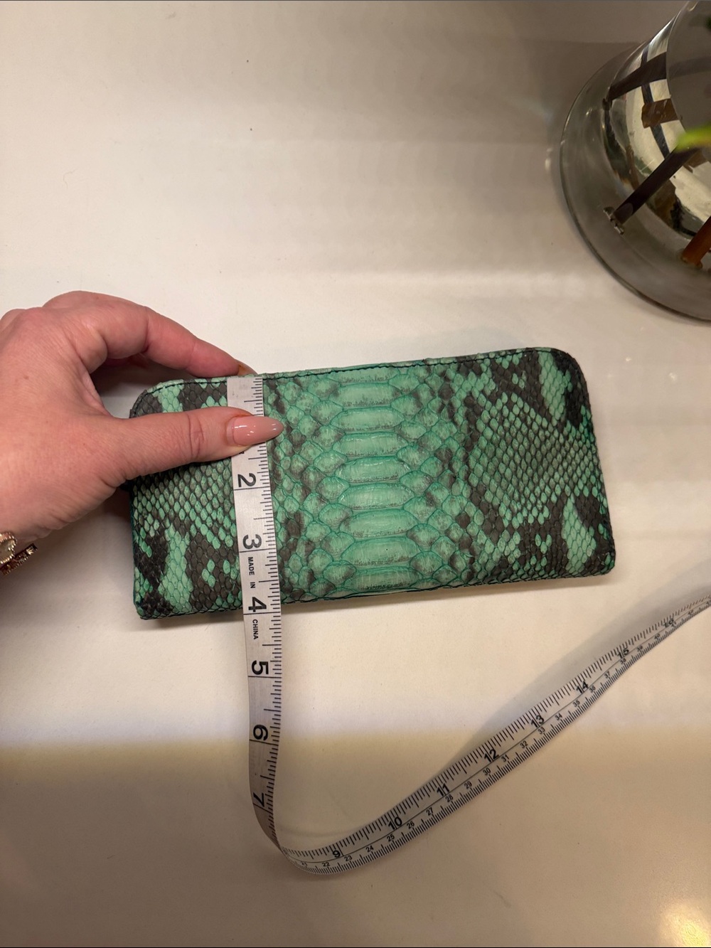 Green Python Skin Zip Wallet - Picture 5 of 7